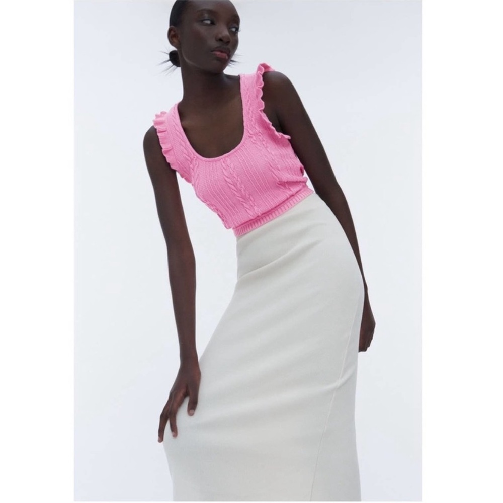 ZARA Knit Tank Top L Pink